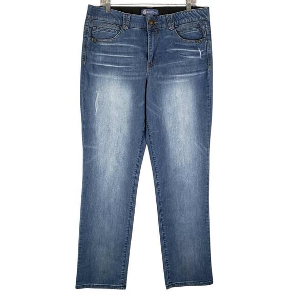 Democracy Jeans Ab Solution Womens Size 14 Blue Denim High Rise Straight - Picture 2 of 8